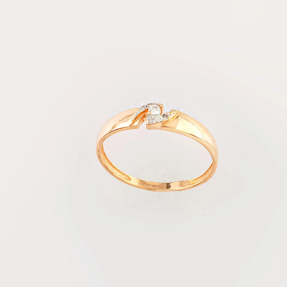 Кольцо с бриллиантом из красного золота 585 пробы