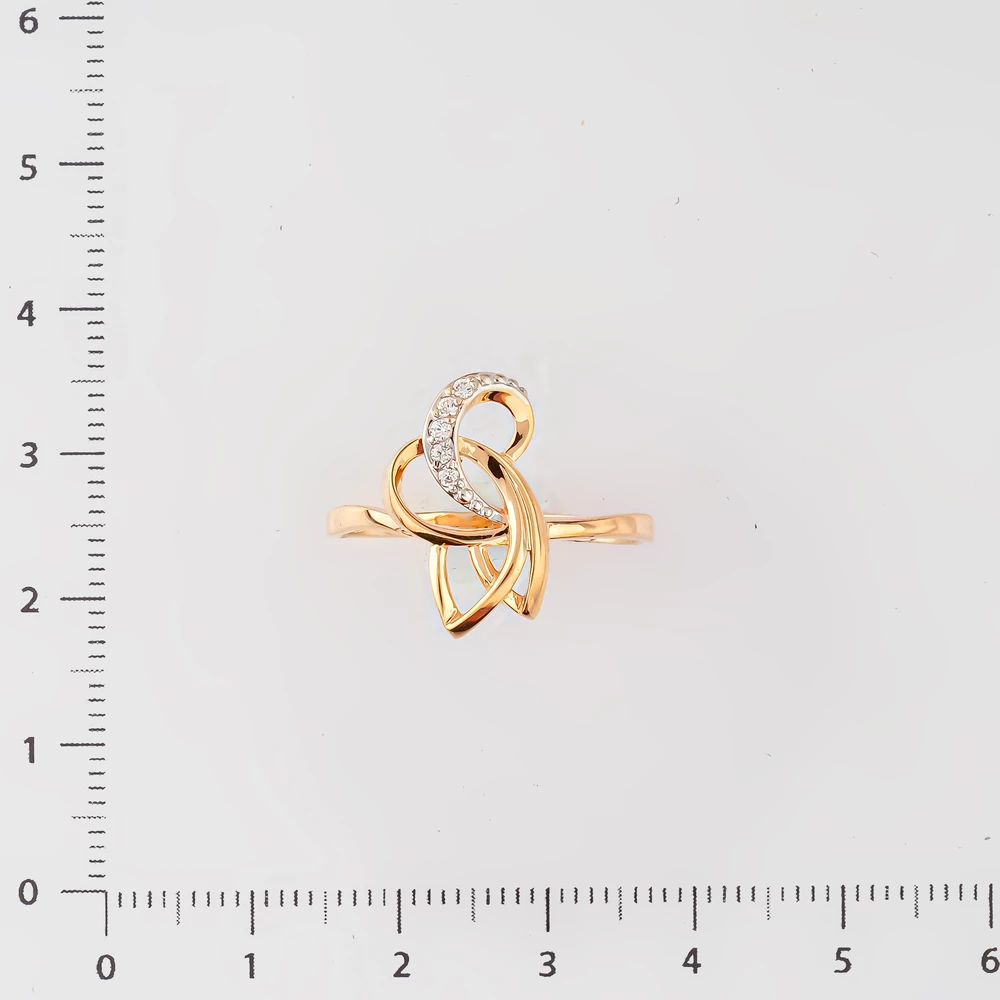 Кольцо с фианитом из красного золота 585 пробы