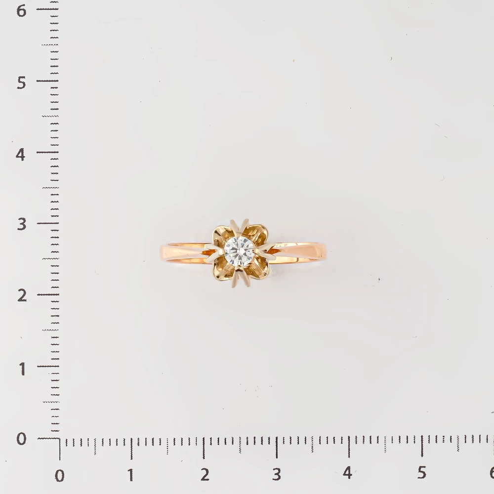 Кольцо с бриллиантом из красного золота 585 пробы