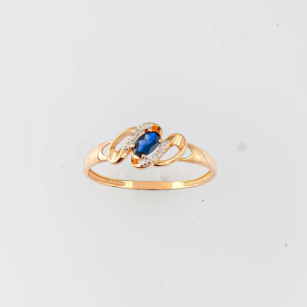 Кольцо с сапфиром из красного золота 585 пробы