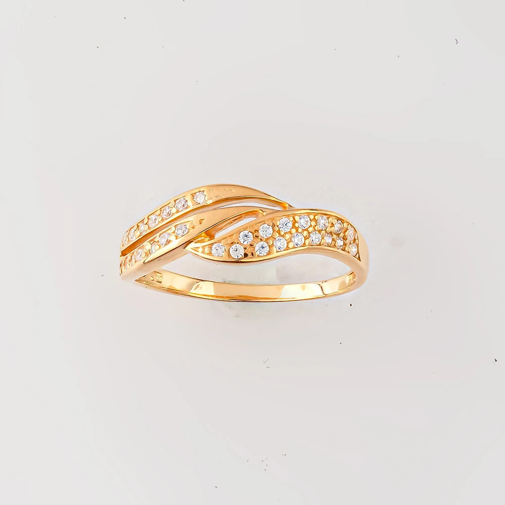 Кольцо с фианитом из красного золота 585 пробы