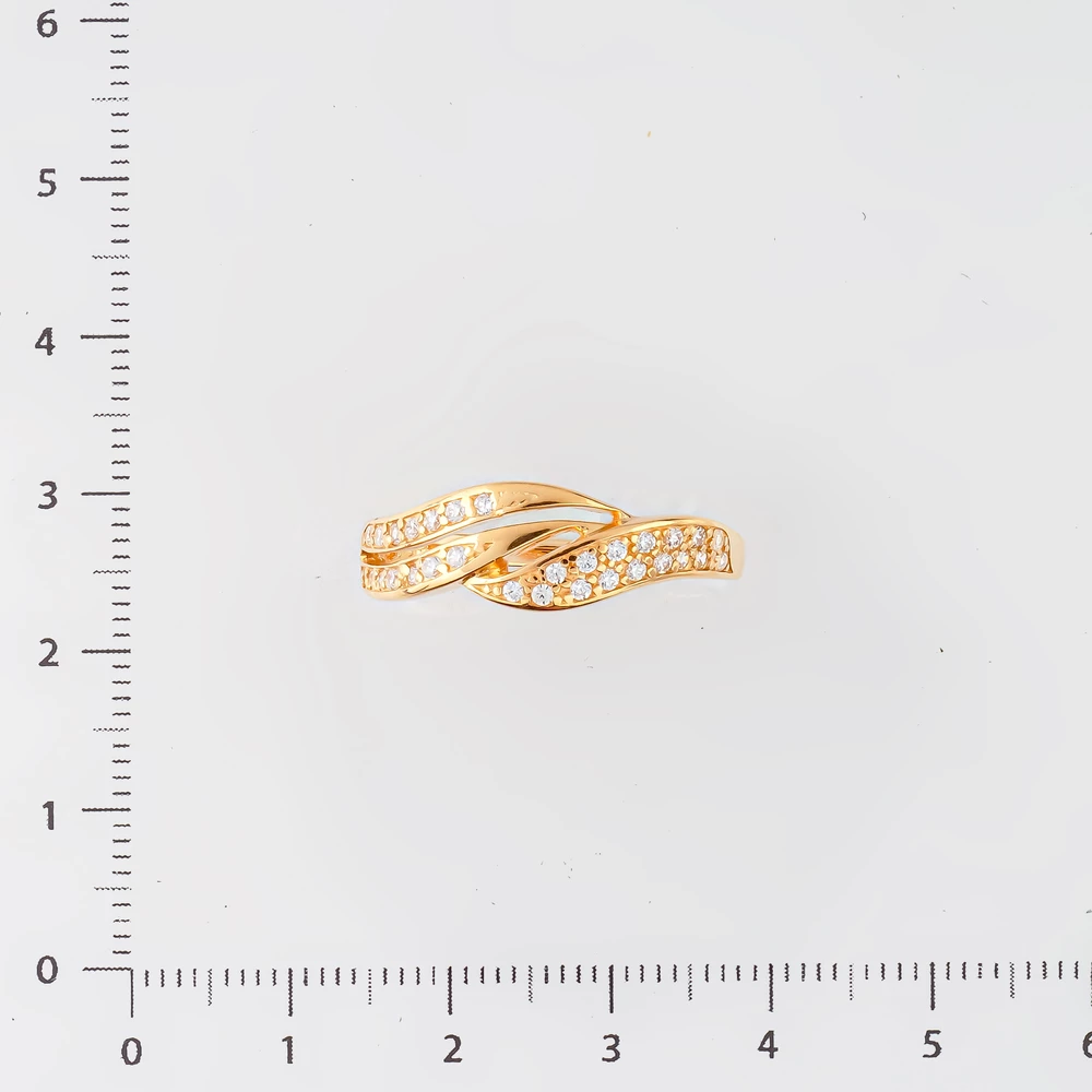 Кольцо с фианитом из красного золота 585 пробы