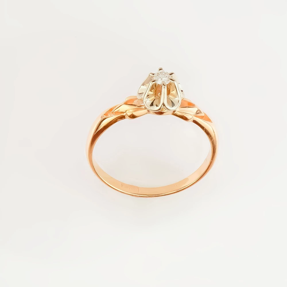 Кольцо с бриллиантом из красного золота 585 пробы