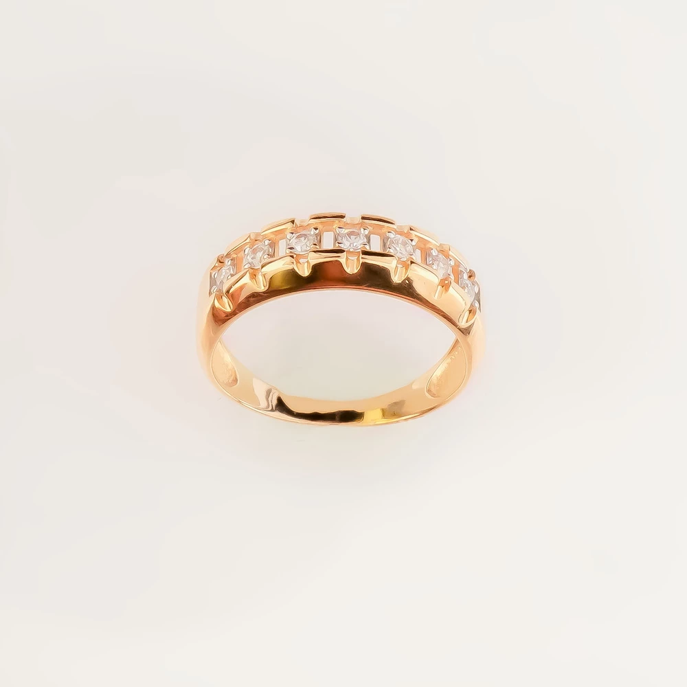 Кольцо с фианитом из красного золота 585 пробы