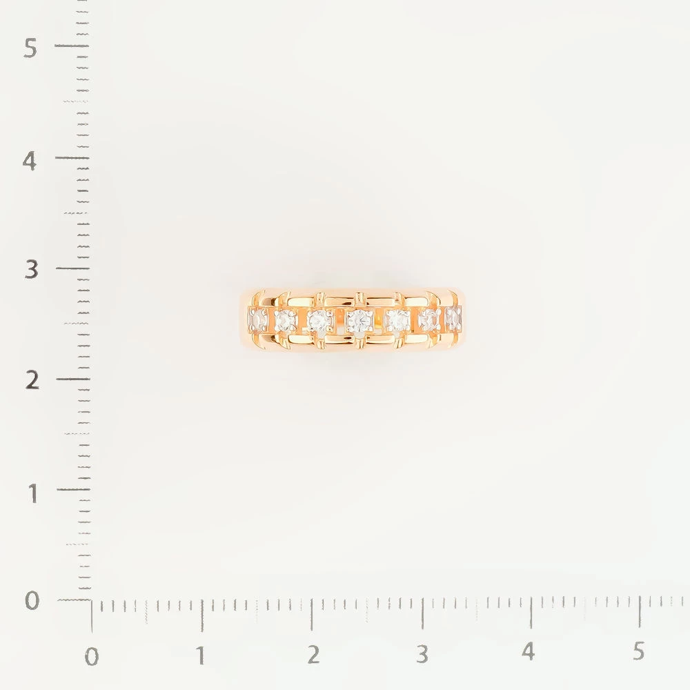 Кольцо с фианитом из красного золота 585 пробы