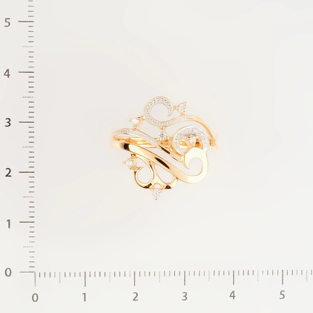 Кольцо с фианитом из красного золота 585 пробы