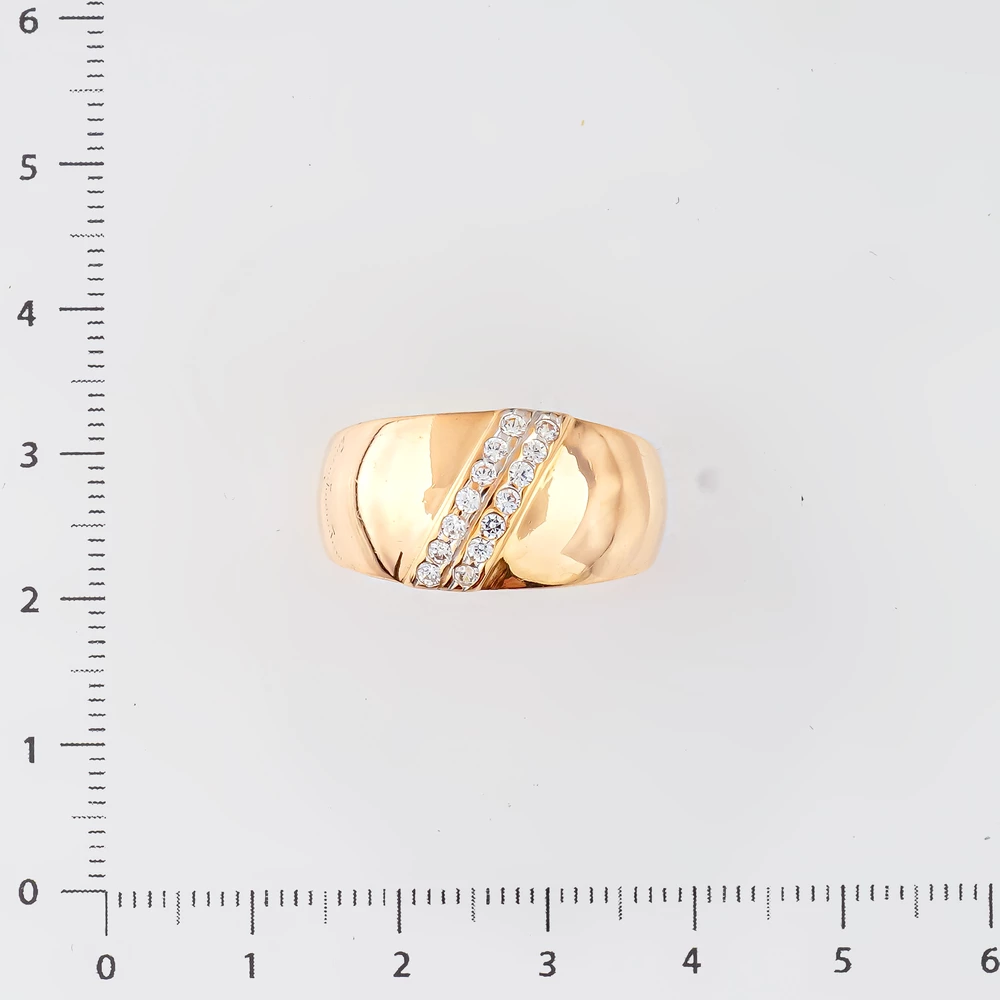 Кольцо с фианитом из красного золота 585 пробы