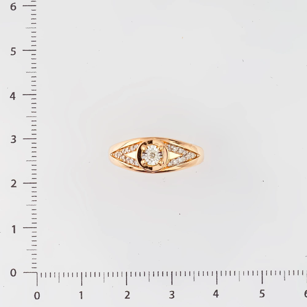 Кольцо с бриллиантом из красного золота 585 пробы