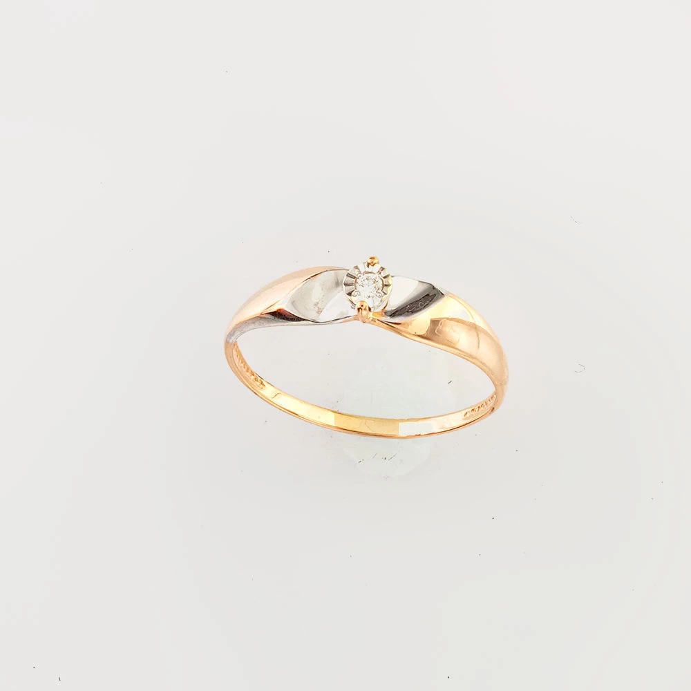 Кольцо с бриллиантом из красного золота 585 пробы