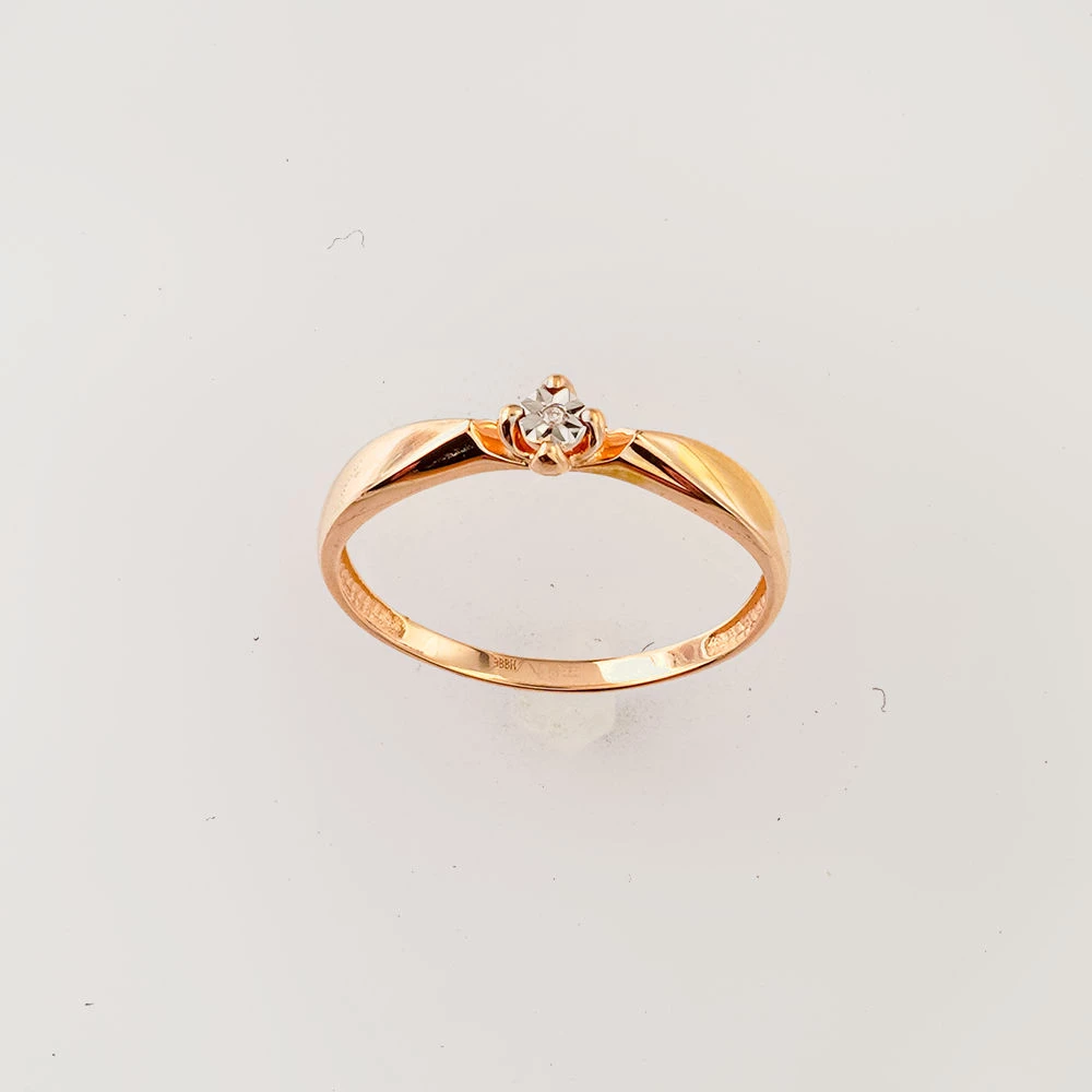 Кольцо с бриллиантом из красного золота 585 пробы