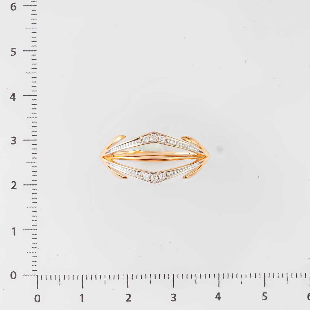 Кольцо с фианитом из красного золота 585 пробы