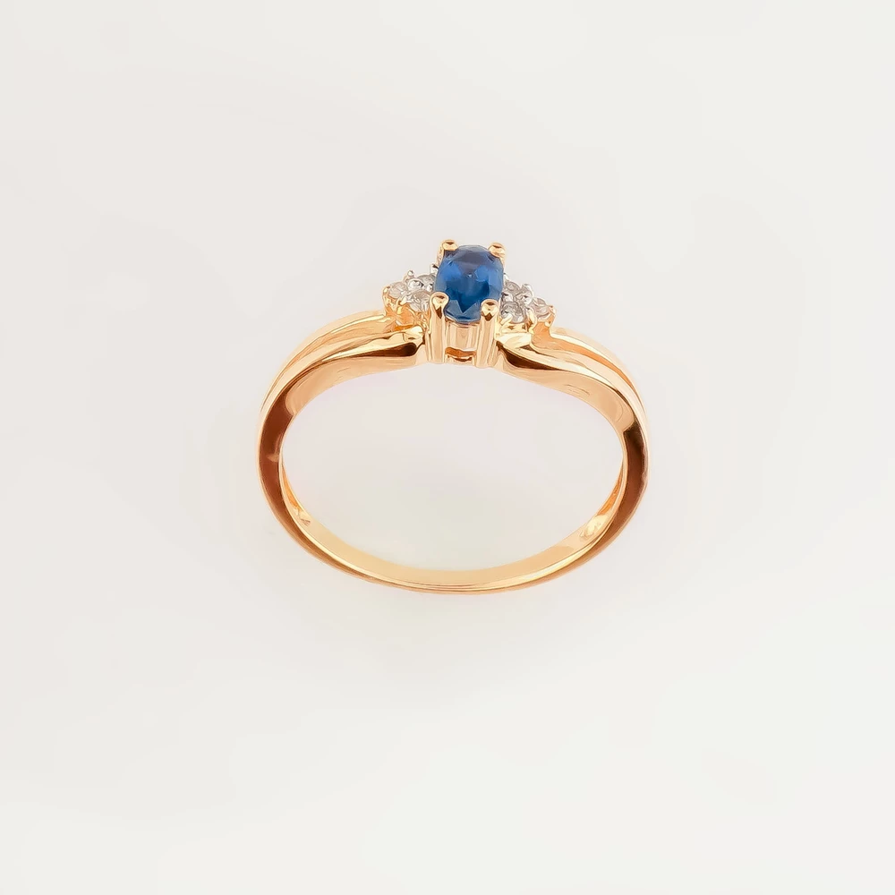 Кольцо с сапфиром из красного золота 585 пробы