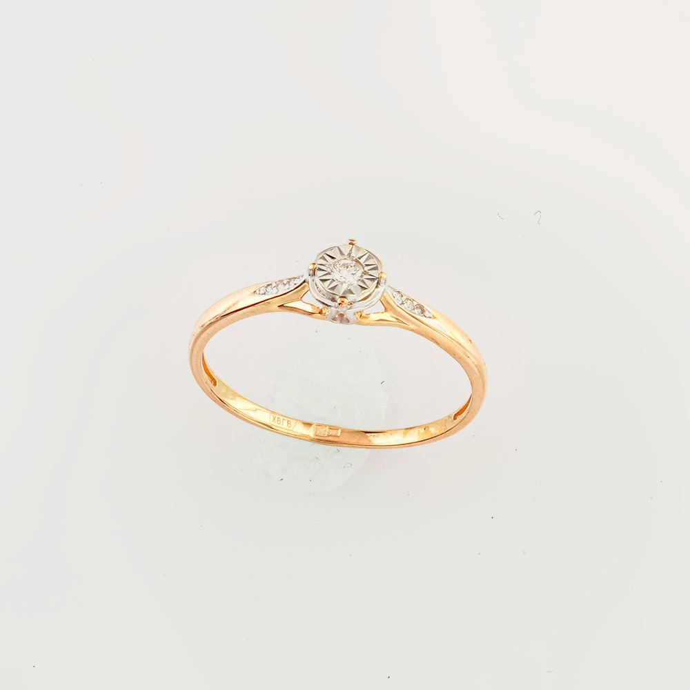 Кольцо с бриллиантом из красного золота 585 пробы