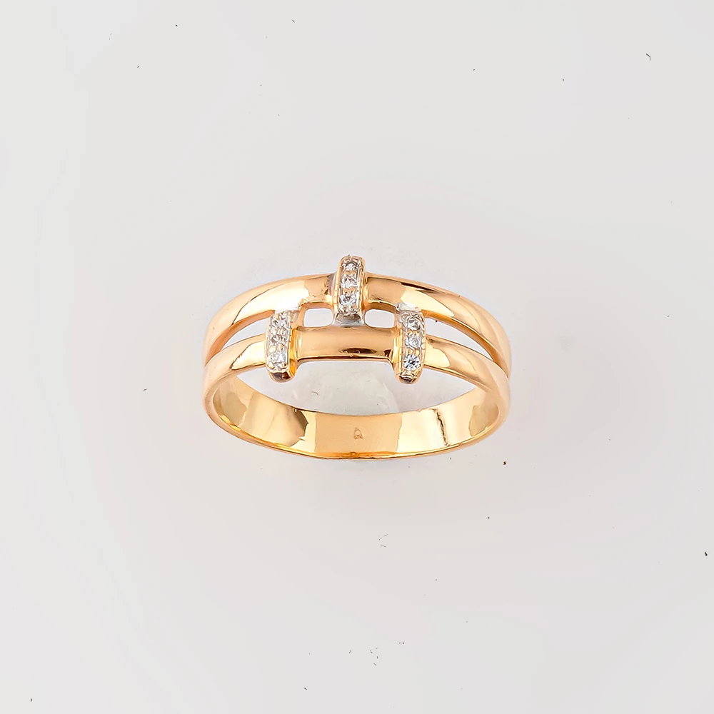 Кольцо с фианитом из красного золота 585 пробы