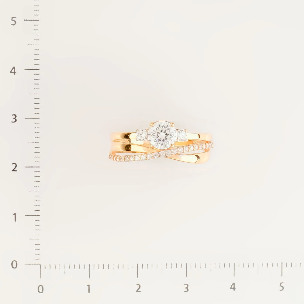 Кольцо с фианитом из красного золота 585 пробы