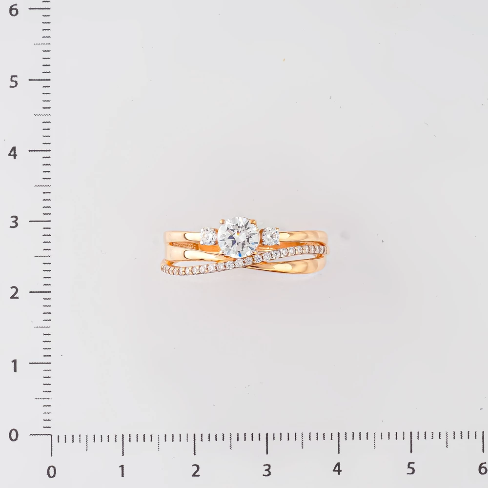 Кольцо с фианитом из красного золота 585 пробы