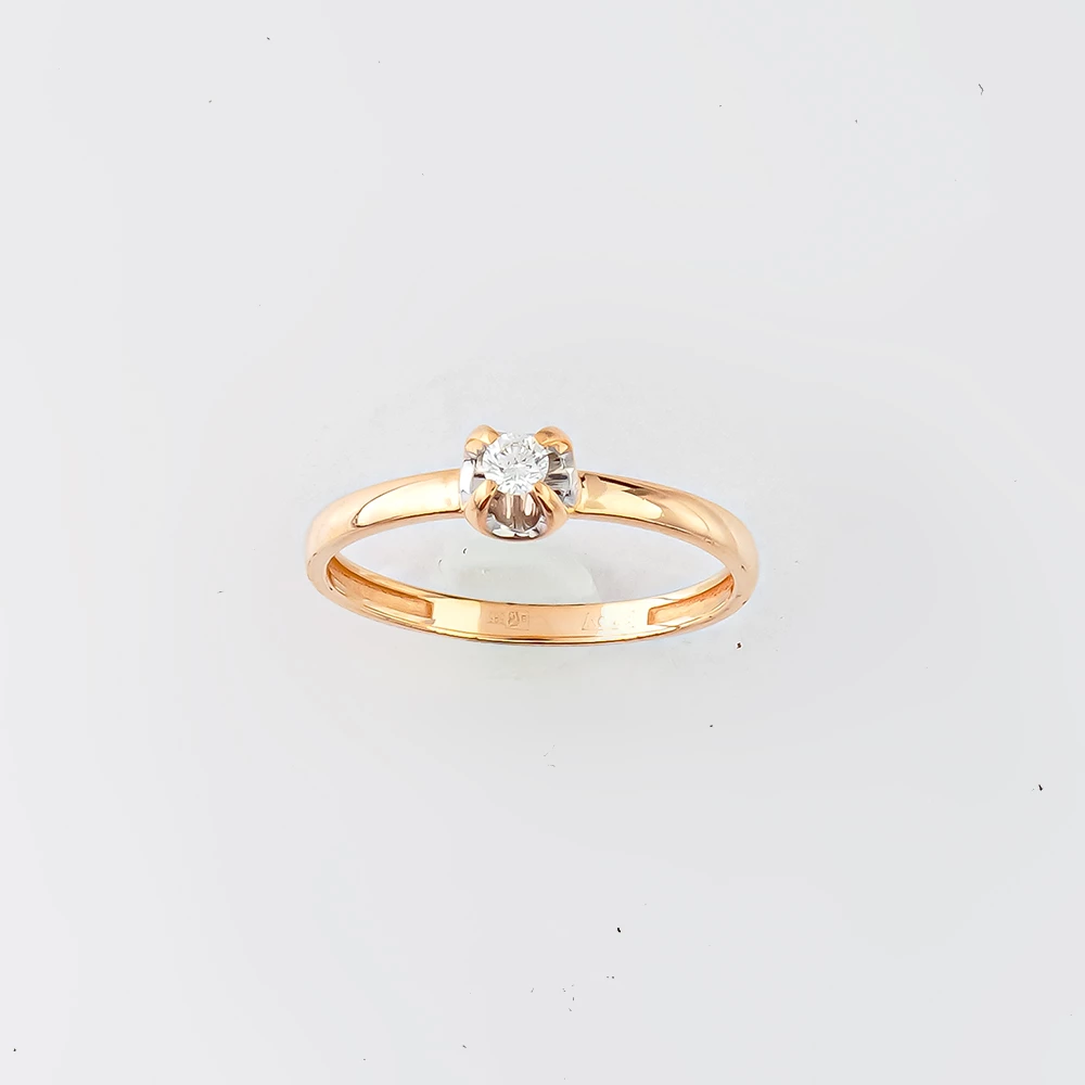 Кольцо с бриллиантом из красного золота 585 пробы