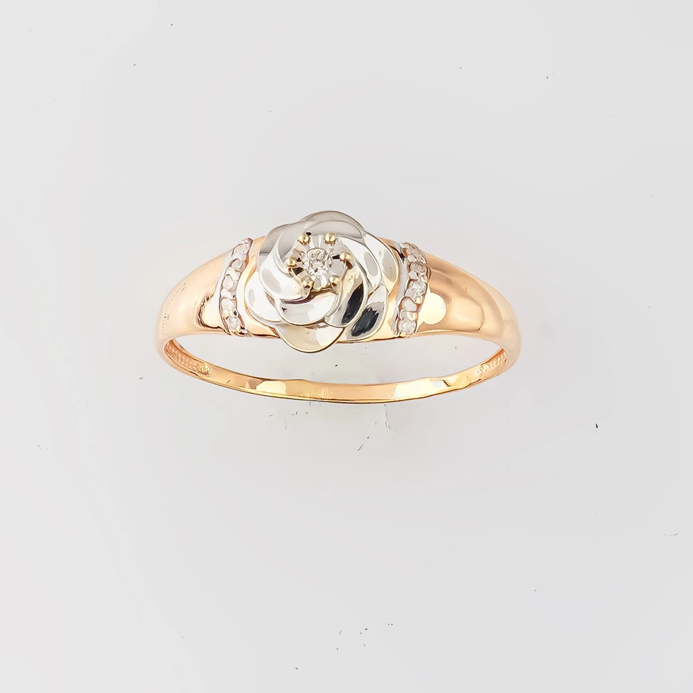 Кольцо с бриллиантом из красного золота 585 пробы