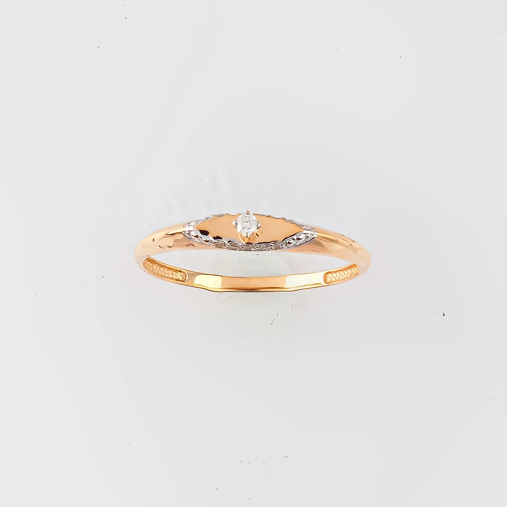 Кольцо с бриллиантом из красного золота 585 пробы