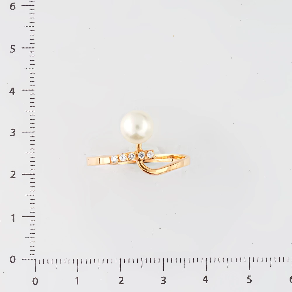 Кольцо с культивированным жемчугом из красного золота 585 пробы