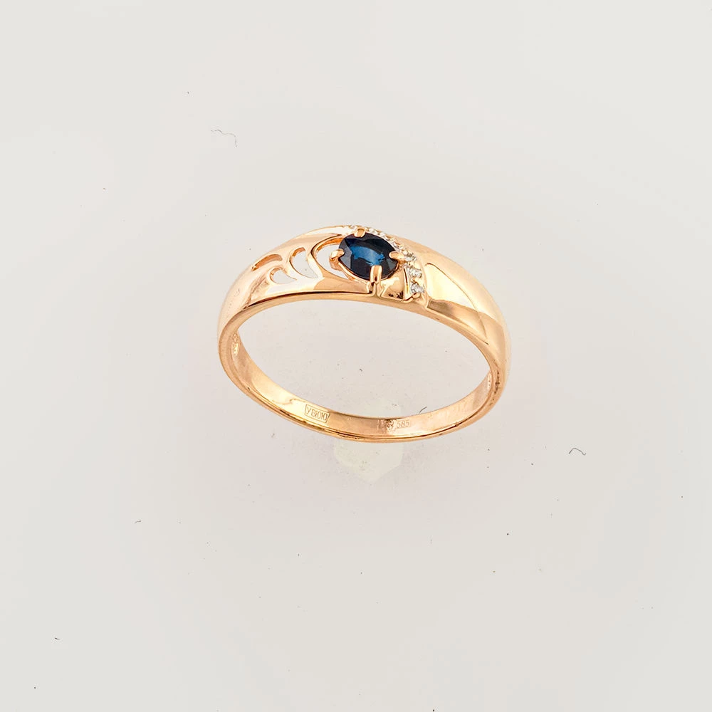 Кольцо с сапфиром из красного золота 585 пробы