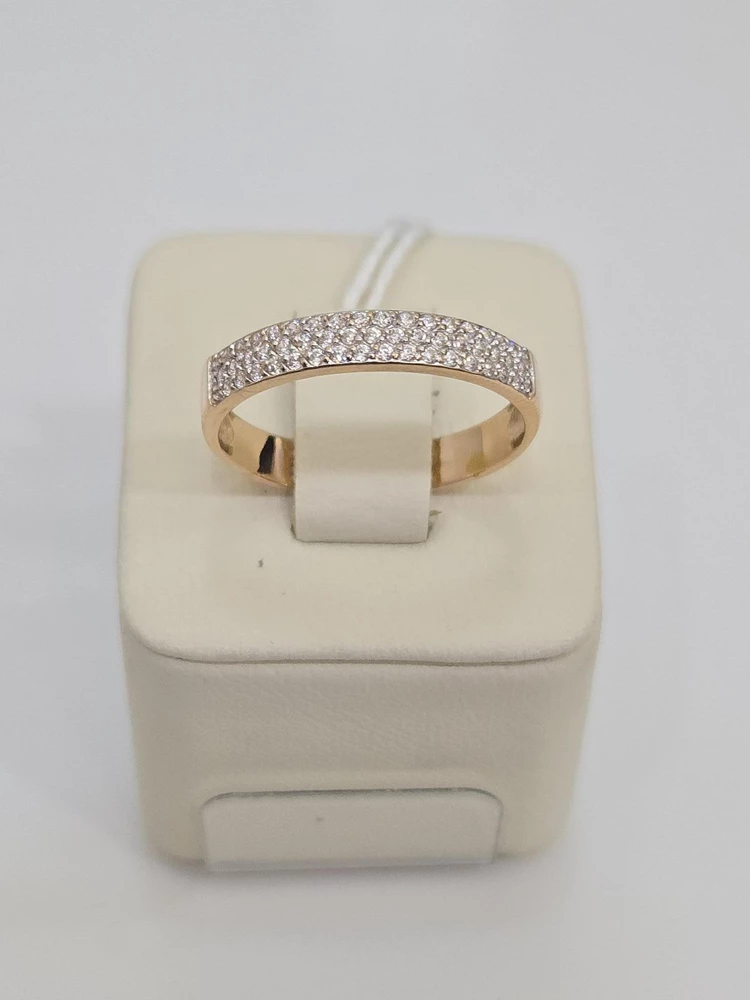 Кольцо с фианитом из красного золота 585 пробы