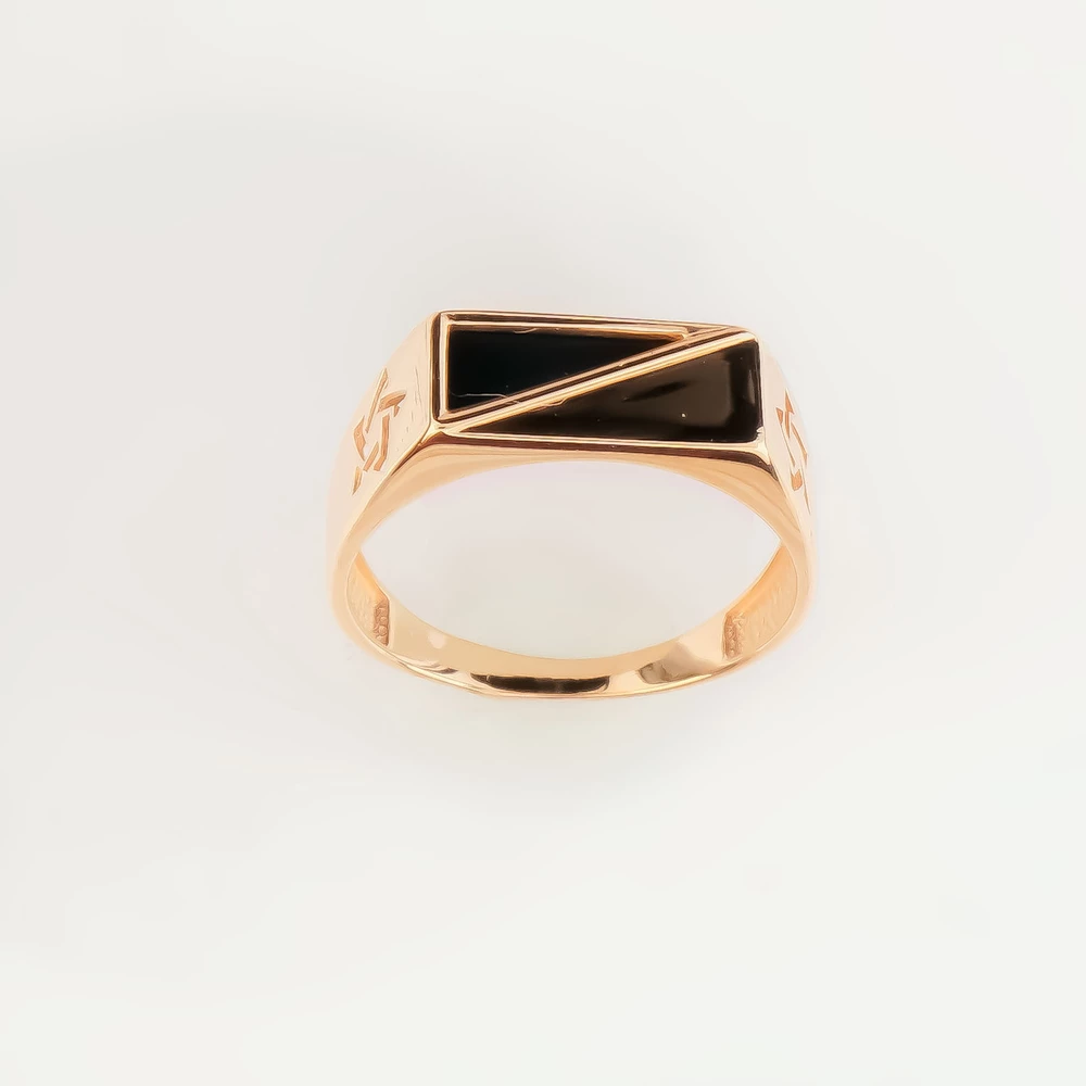 Кольцо с ониксом из красного золота 585 пробы