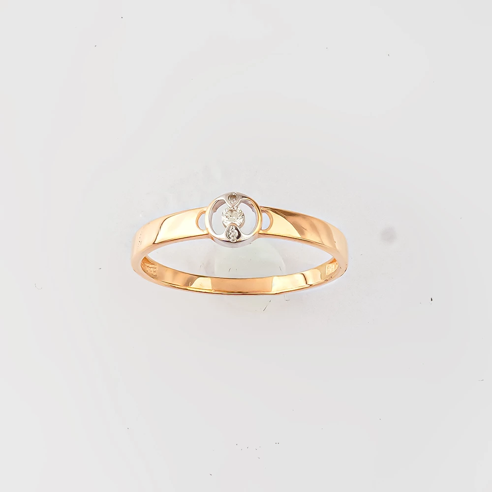 Кольцо с бриллиантом из красного золота 585 пробы