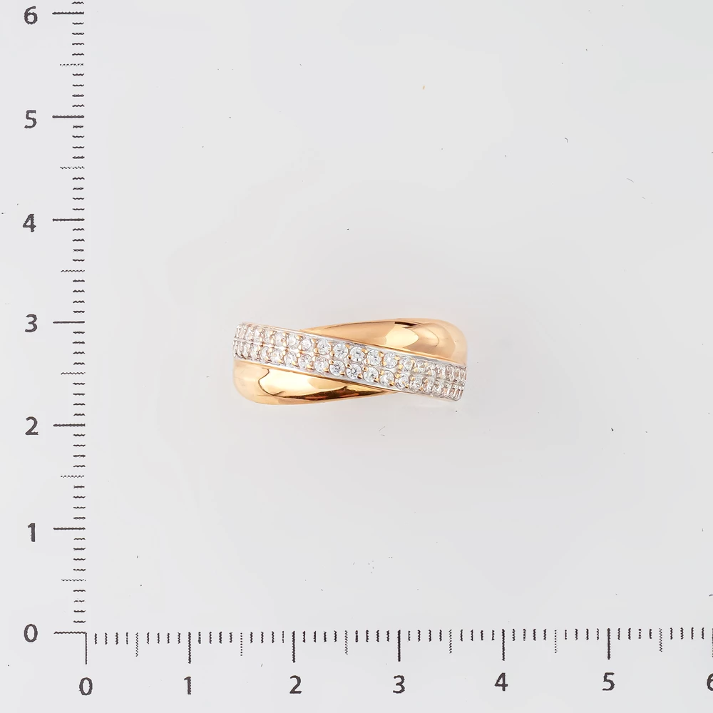 Кольцо с фианитом из красного золота 585 пробы