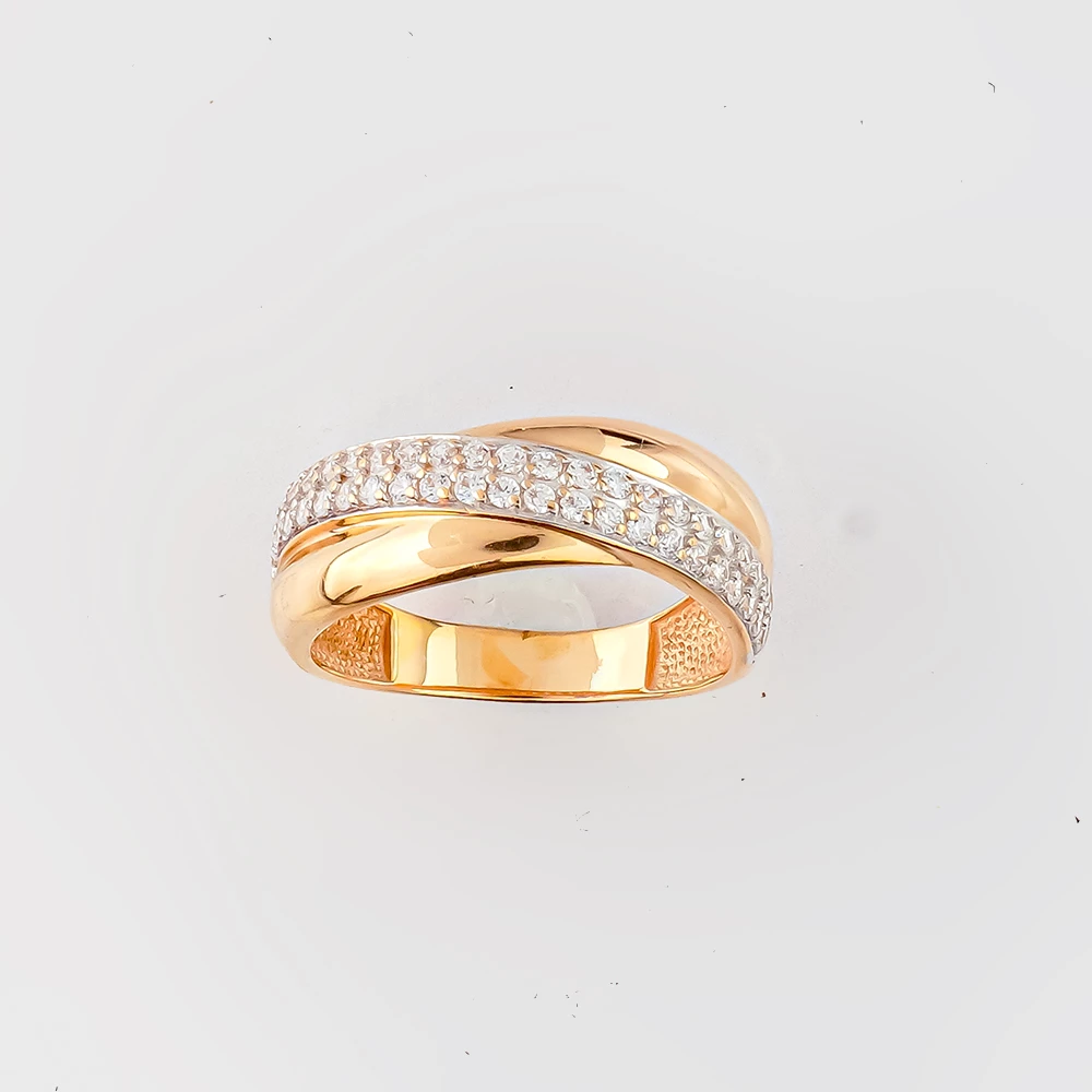 Кольцо с фианитом из красного золота 585 пробы