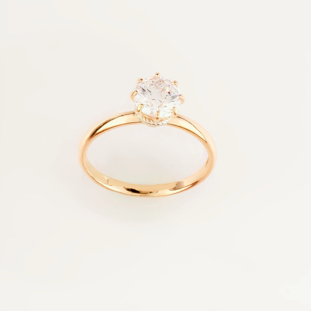 Кольцо с фианитом из красного золота 585 пробы