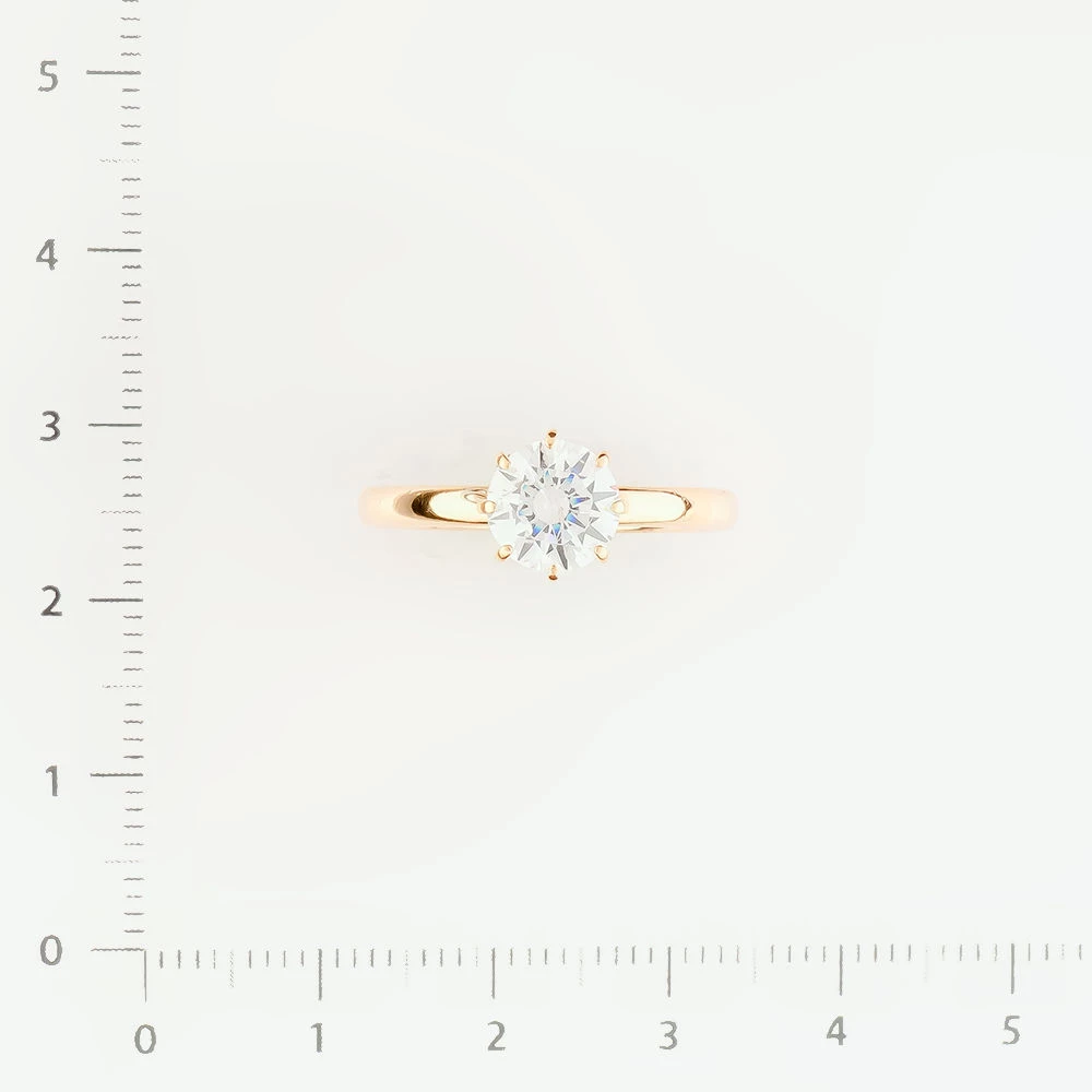 Кольцо с фианитом из красного золота 585 пробы