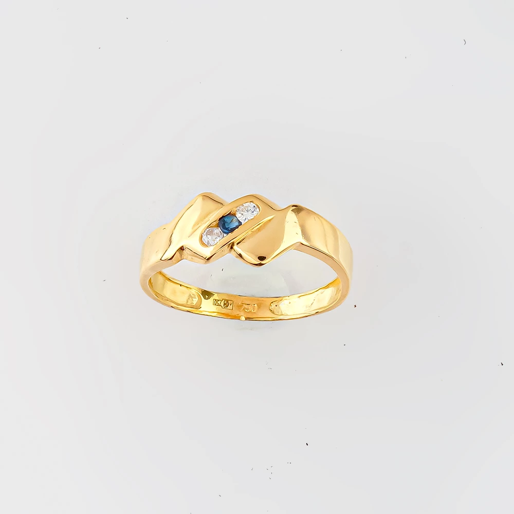 Кольцо с сапфиром из желтого золота 750 пробы