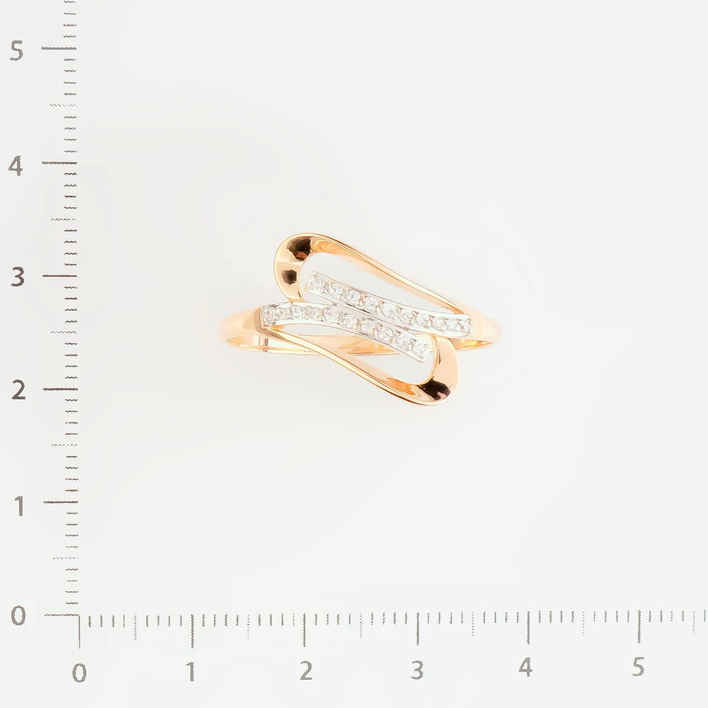 Кольцо с фианитом из красного золота 585 пробы