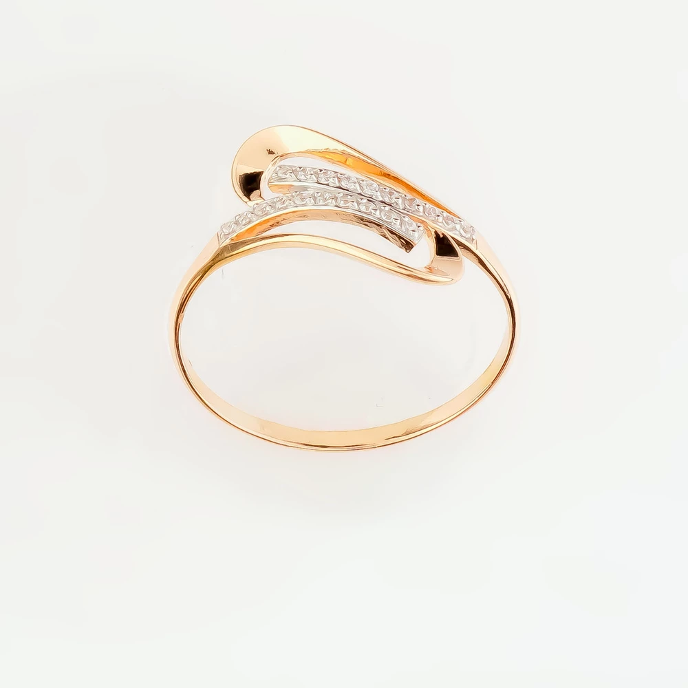 Кольцо с фианитом из красного золота 585 пробы