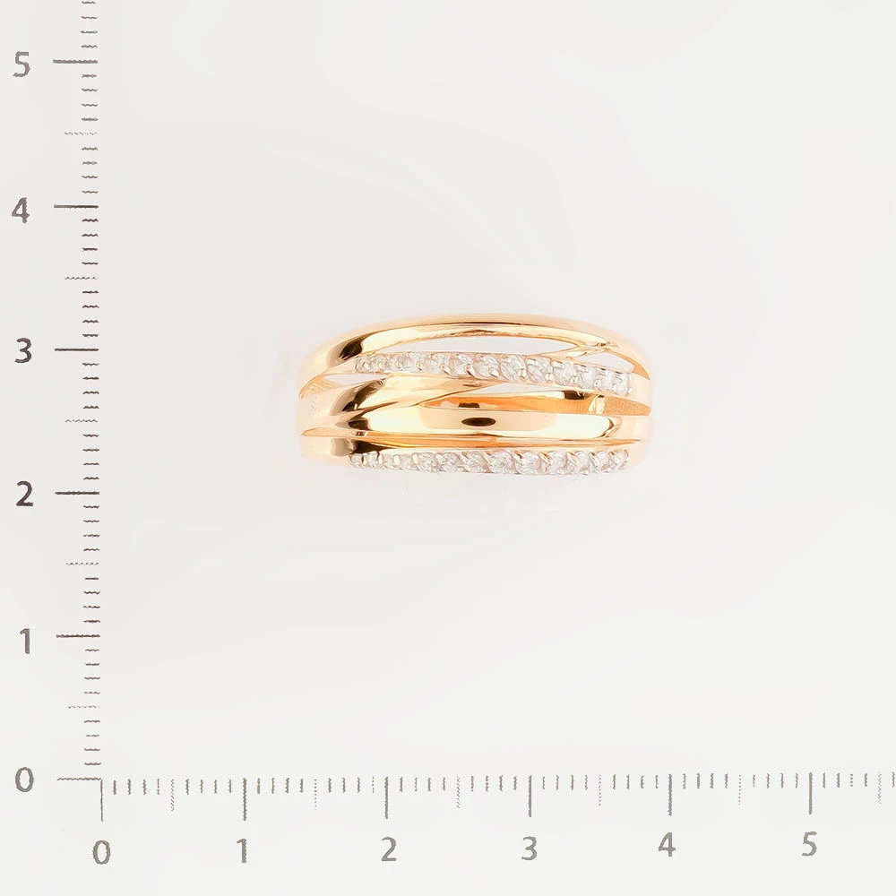 Кольцо с фианитом из красного золота 585 пробы