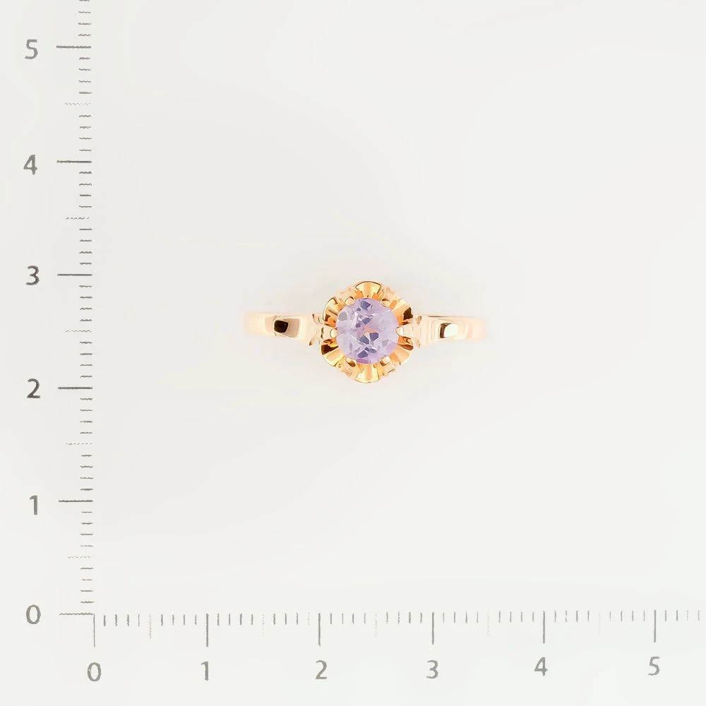 Кольцо с фианитом из красного золота 583 пробы