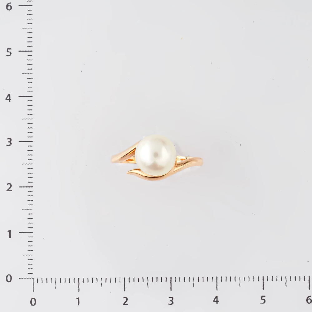 Кольцо с культивированным жемчугом из красного золота 585 пробы