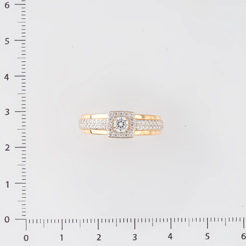 Кольцо с фианитом из красного золота 585 пробы