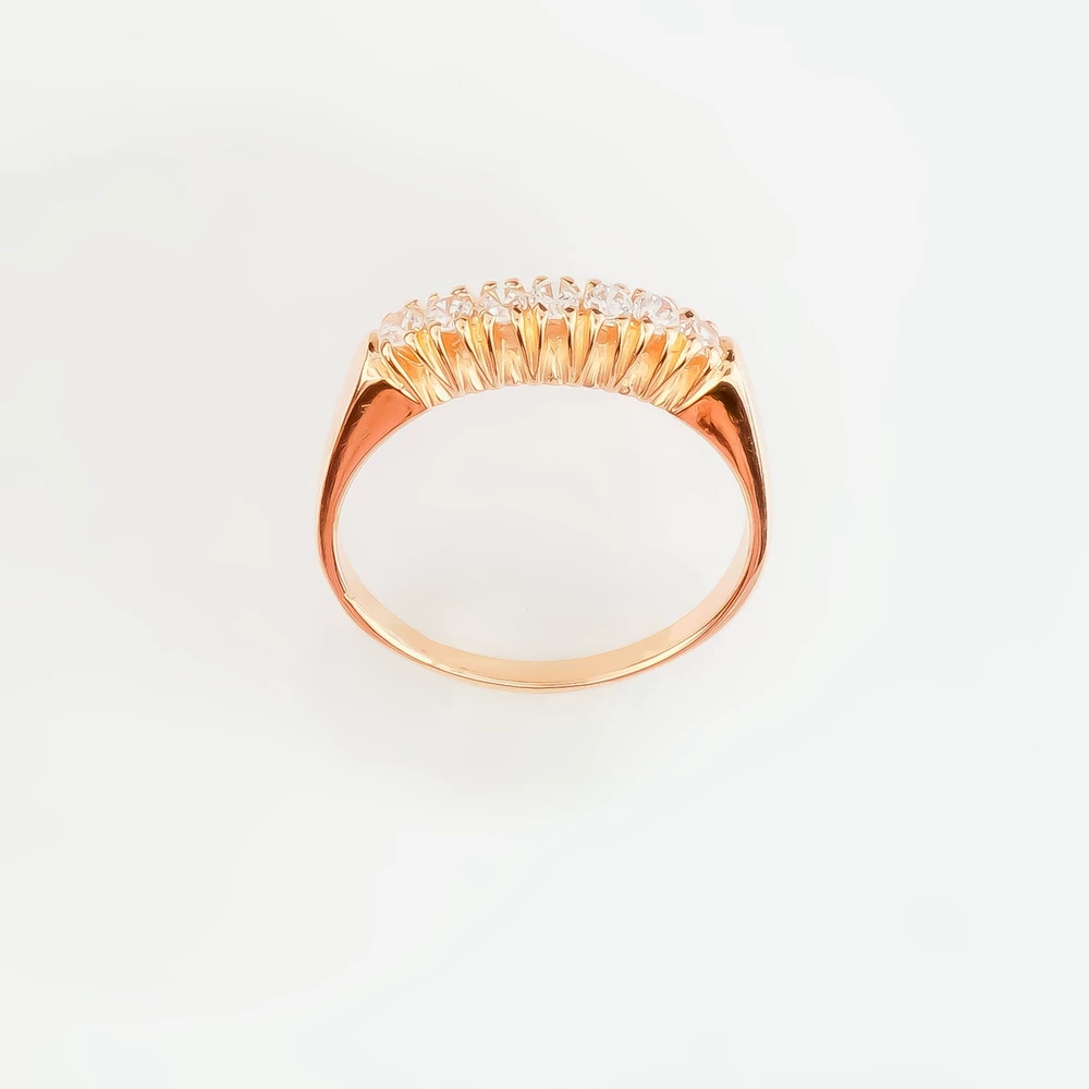 Кольцо с фианитом из красного золота 585 пробы