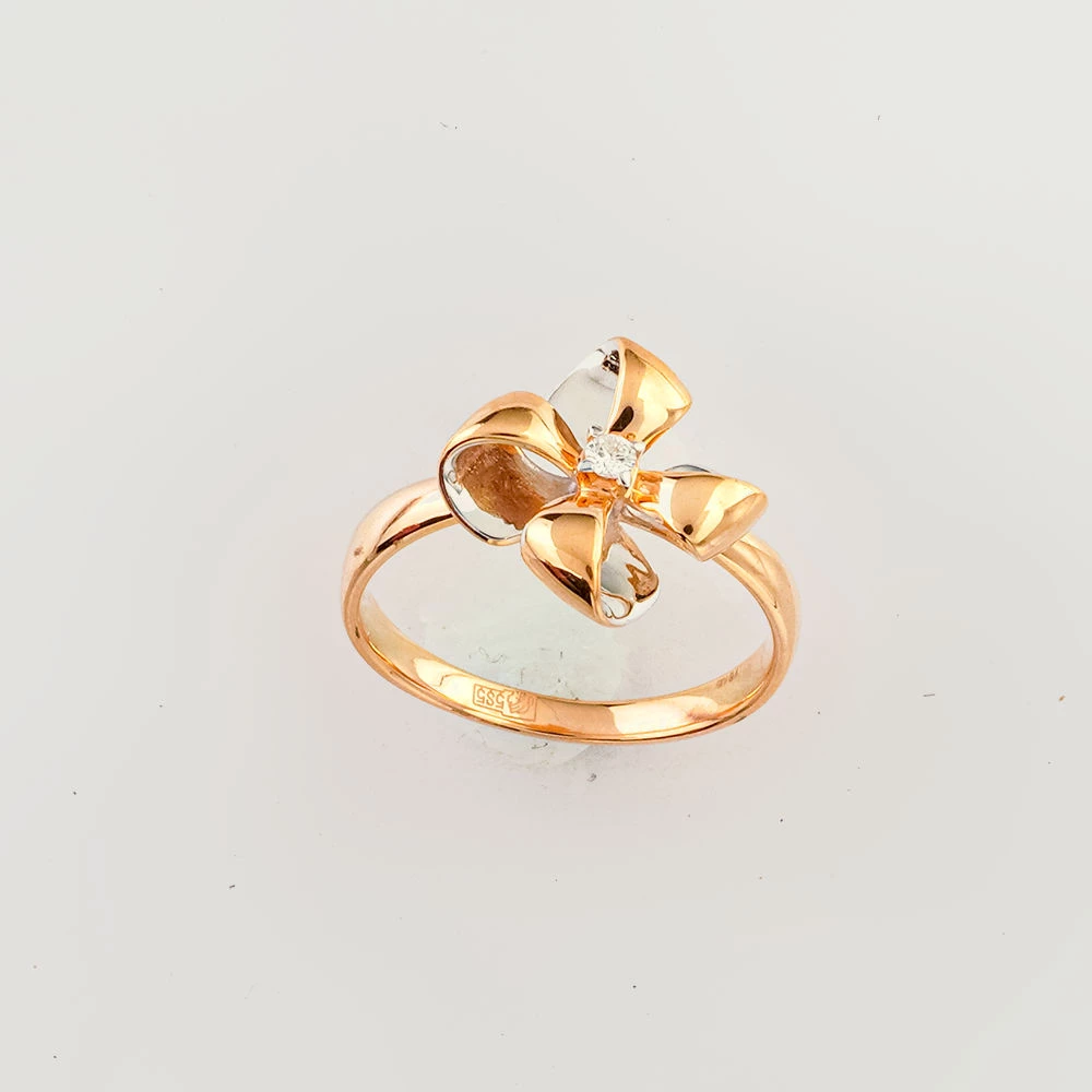 Кольцо с бриллиантом из красного золота 585 пробы