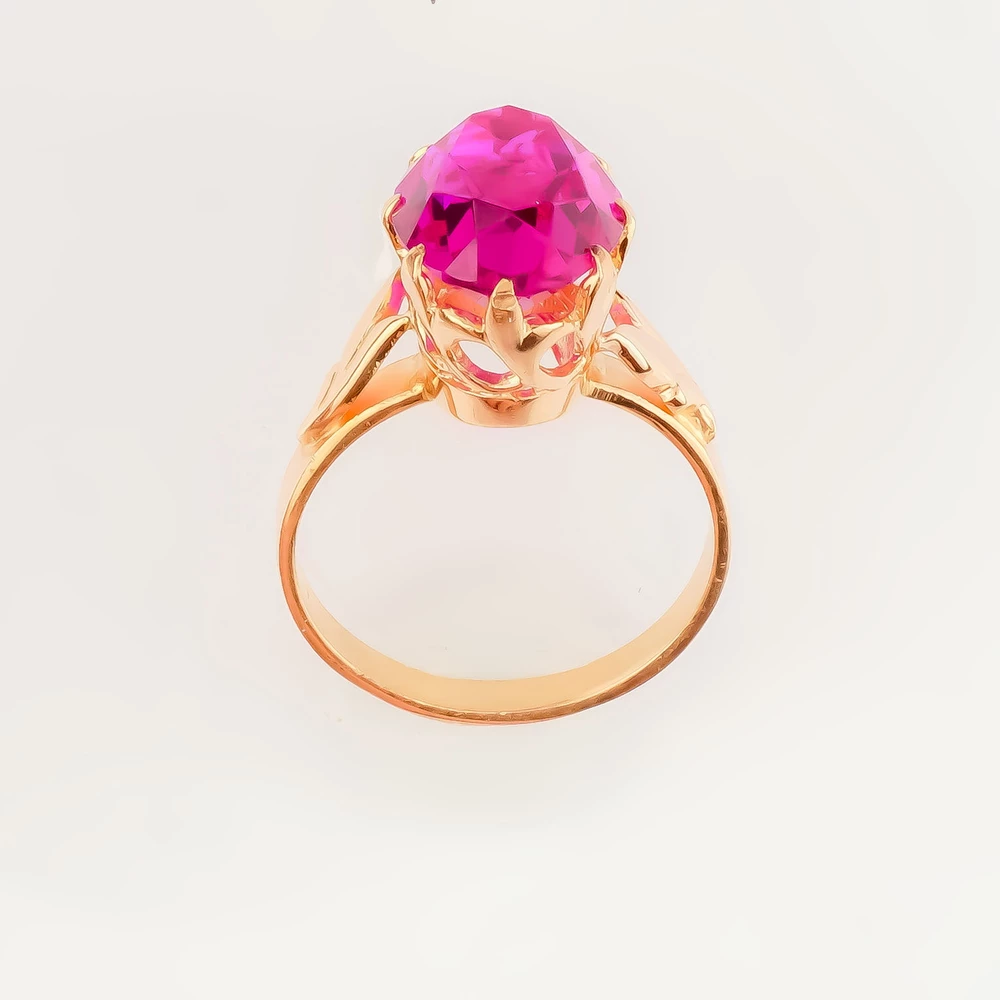 Кольцо с фианитом из красного золота 583 пробы