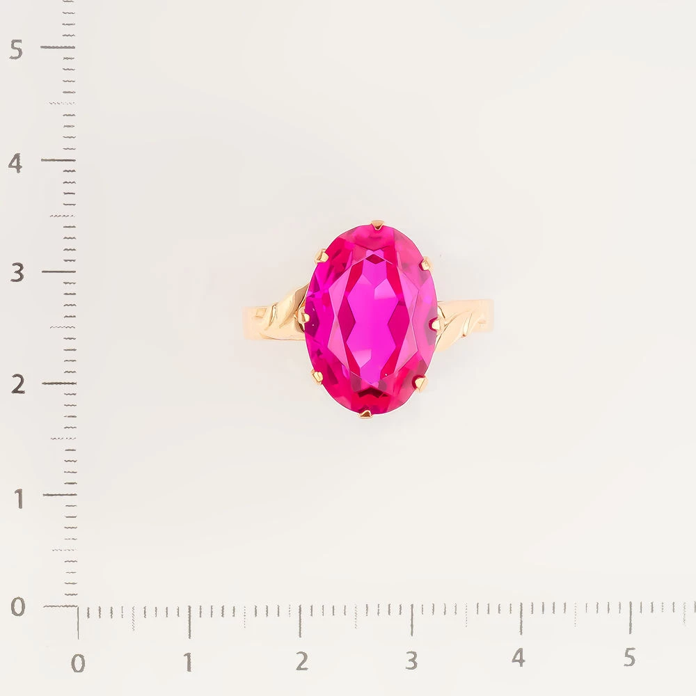 Кольцо с фианитом из красного золота 583 пробы