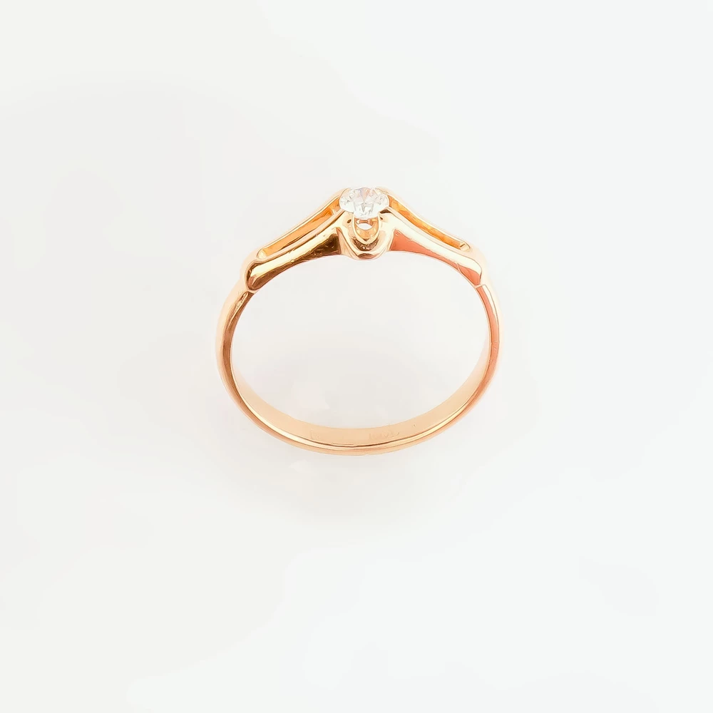 Кольцо с бриллиантом из красного золота 585 пробы