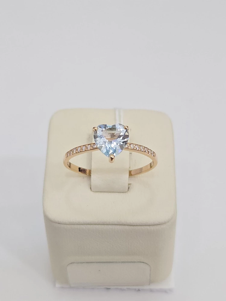 Кольцо с топазом из красного золота 585 пробы