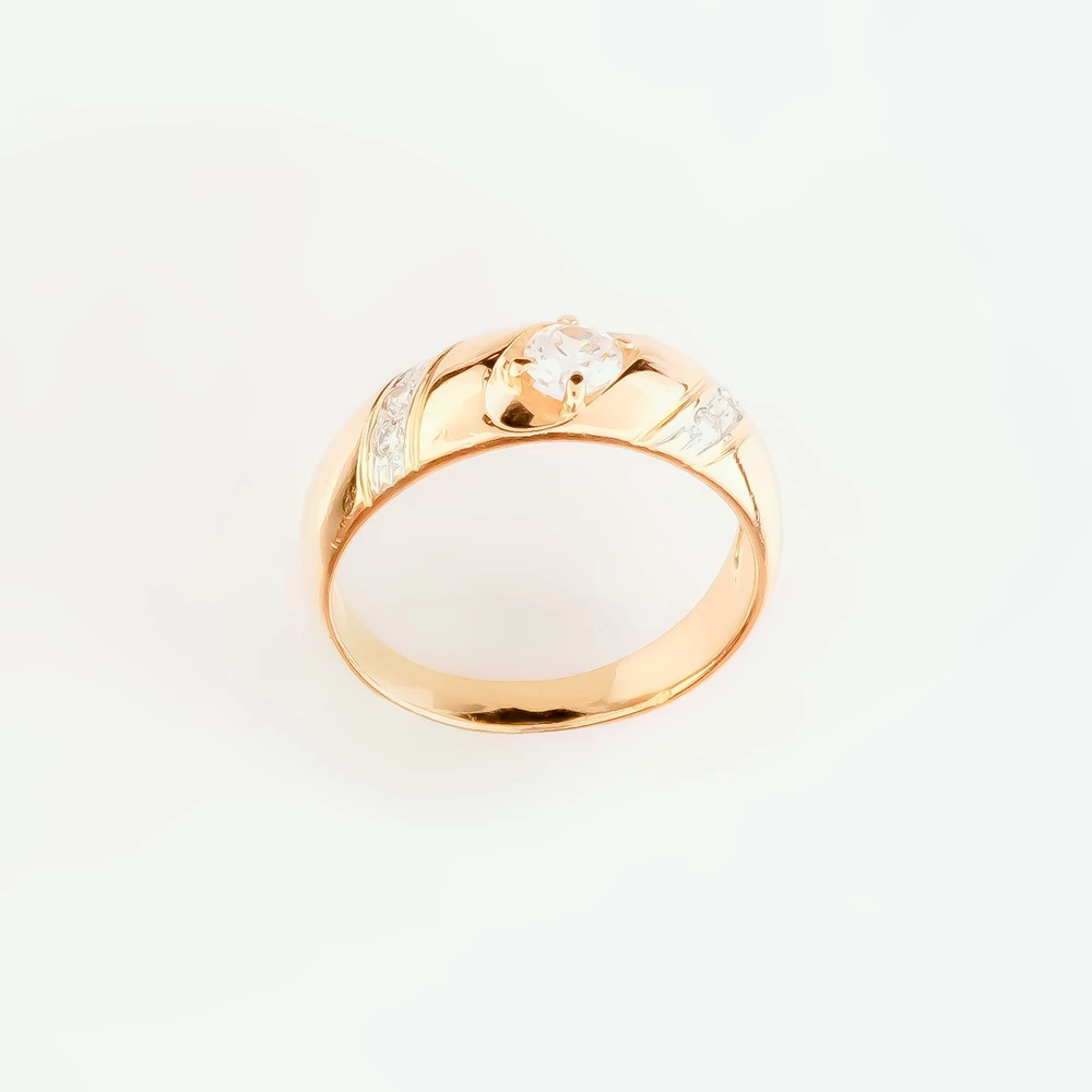 Кольцо с фианитом из красного золота 585 пробы