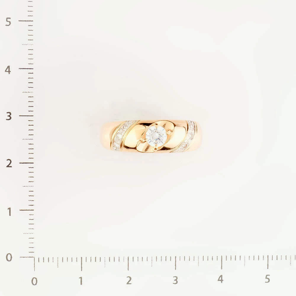 Кольцо с фианитом из красного золота 585 пробы