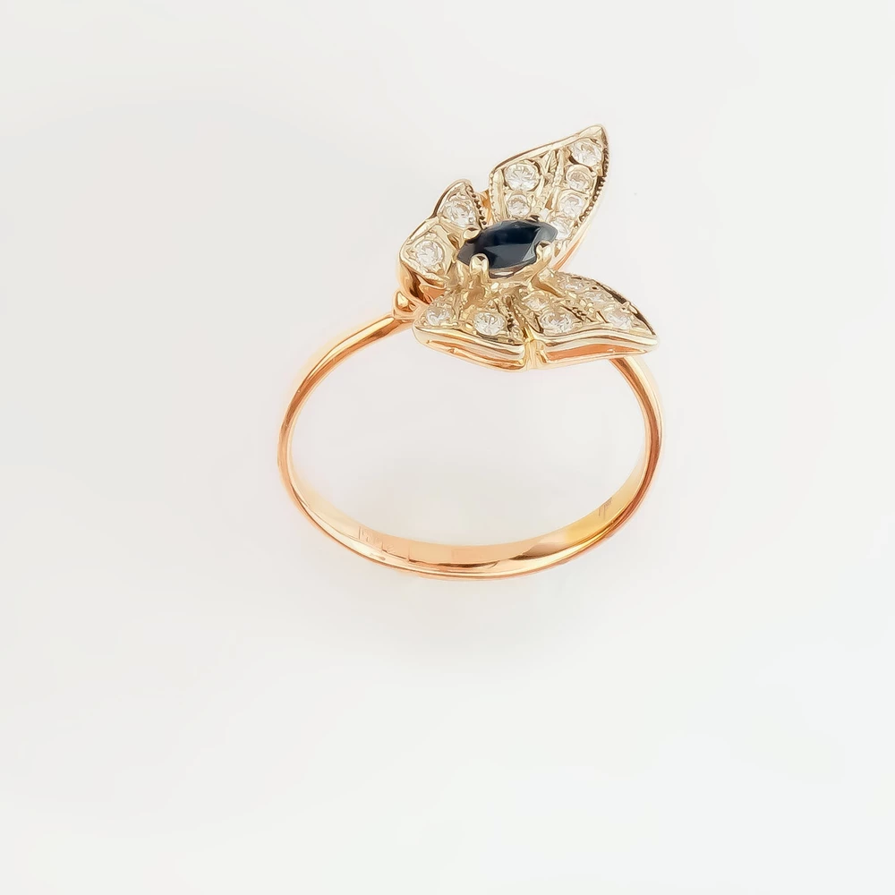 Кольцо с сапфиром из красного золота 585 пробы