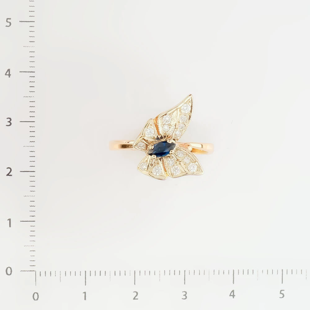 Кольцо с сапфиром из красного золота 585 пробы