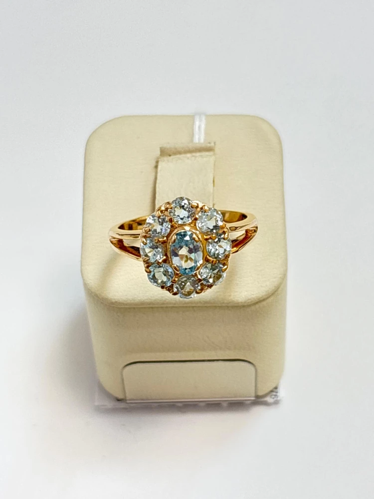 Кольцо с топазом из красного золота 585 пробы